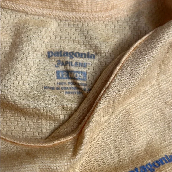 Patagonia Capilene Baby Onesie 12M Yellow Thermal Base Layer Snap Suit - Picture 2 of 7